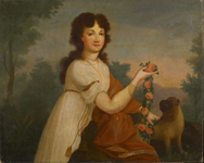 Неизвестный художник Портрет Молодой дамы с собачкой. Начало XIX века