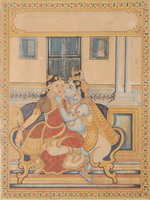 Неизвестный художник. Кришна занимается любовью с Радхой. 2-я половина XIX века.