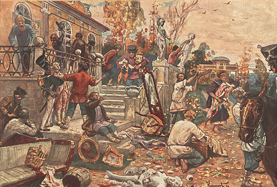 Разгром помещичьей усадьбы (Картина В.Н. Курдюмова).